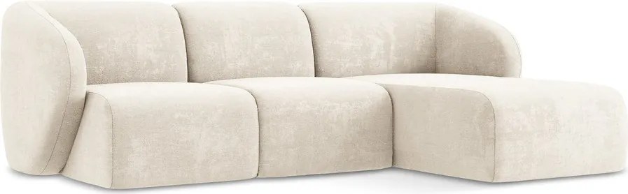 Бежов шенилов ъглов диван (десен ъгъл) Lani – Makamii