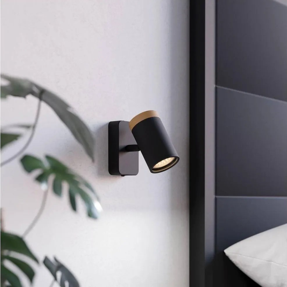 Eglo 300001 - Настенно точково осветително тяло за баня CONSUMA 1xGU10/3W/230V IP44 черно/бежово