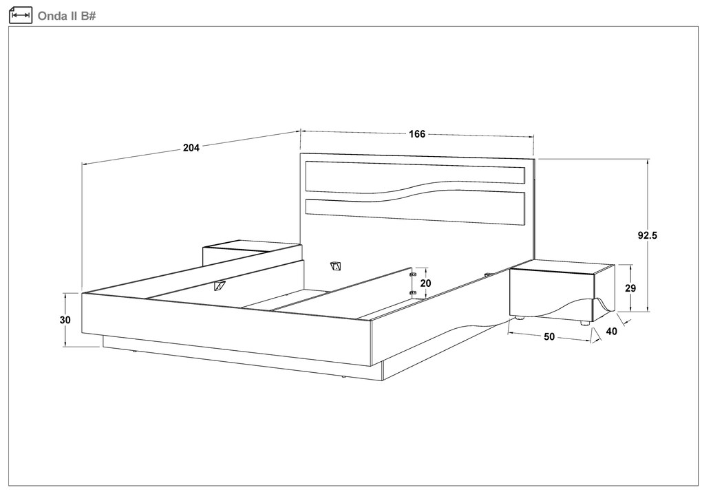 Спалня + 2бр. нощни шкафчета Онда