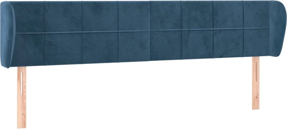 3117208 vidaXL Горна табла за легло с уши, тъмносиня, 183x23x78/88 см, кадифе