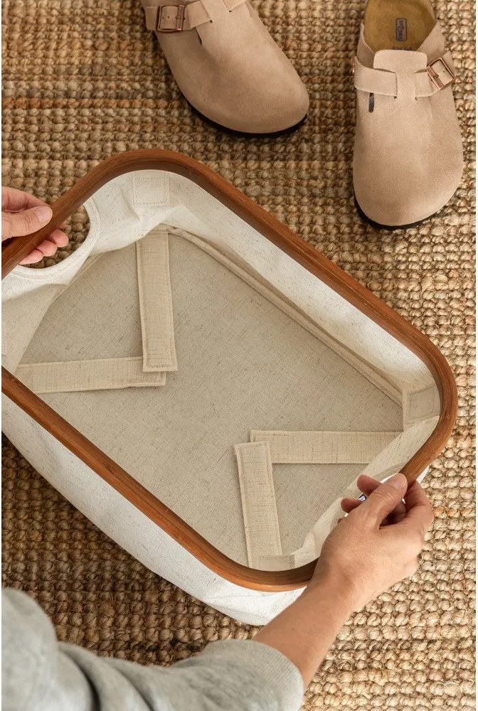 Кремава текстилна кутия за съхранение 38x26x16 cm Bamboo/Linen – Bigso