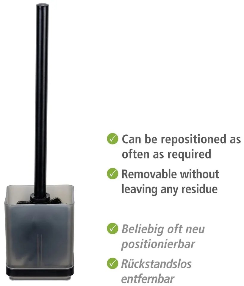 Черна самозалепваща пластмасова четка за тоалетна Quadro – Wenko