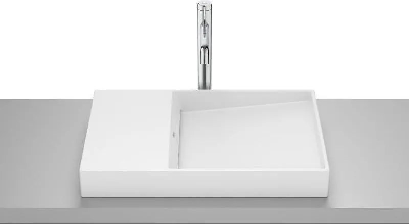 Умивалник за монтаж върху плот без отвор за смесител, Horizont-Dash, 600 x 380 x 80cm, matt white