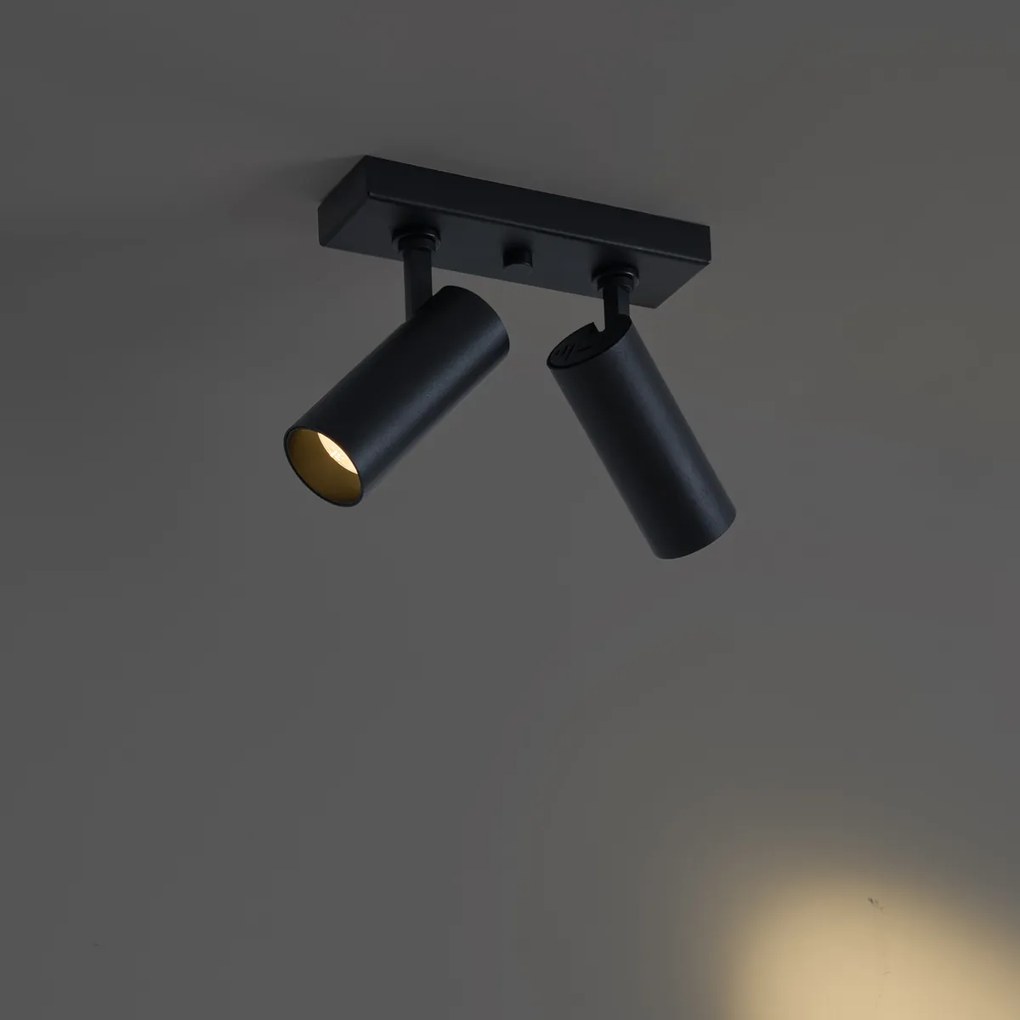 Модерна таванна лампа черна вкл. LED димируема 2-лампи - Tate