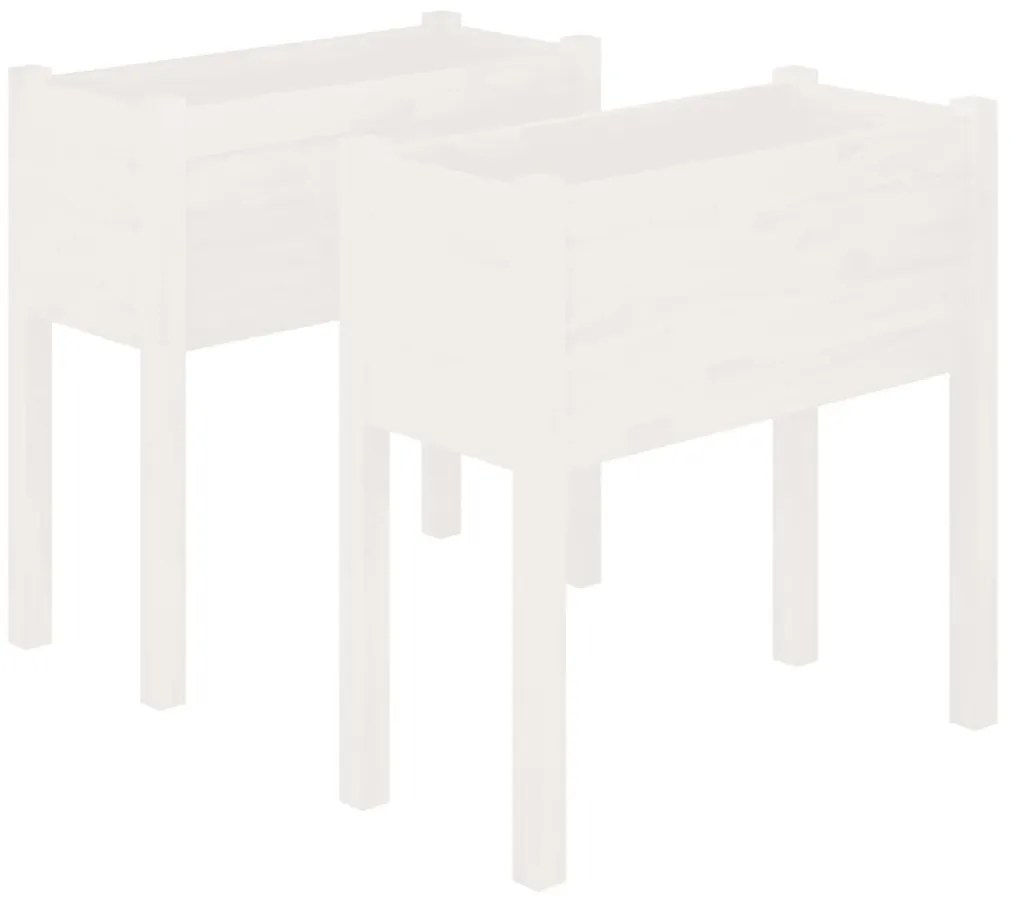 810822 vidaXL Градински сандъци, 2 бр, бели, 70x31x70 см, бор масив