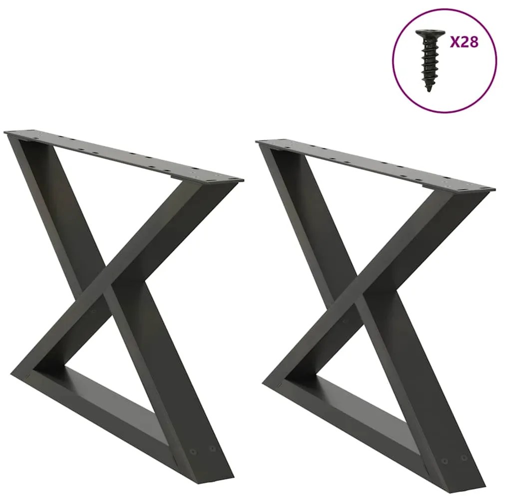 4012714 vidaXL Крака за масичка за кафе, 2 бр., антрацит, 70 x (42-43,3) см, стомана