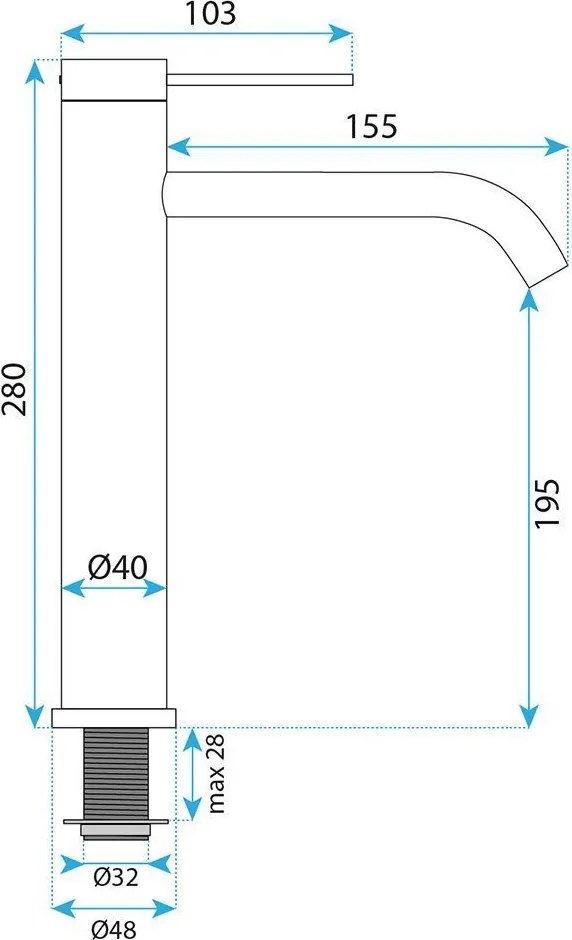 Смесител за баня Rea Rivo Black High