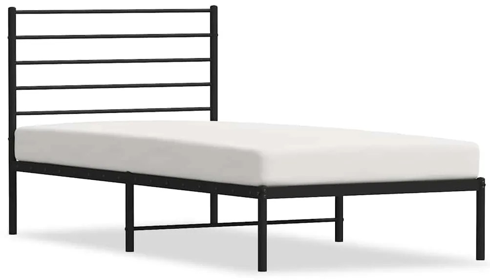 352314 vidaXL Метална рамка за легло с горна табла, черна, 100x200 см