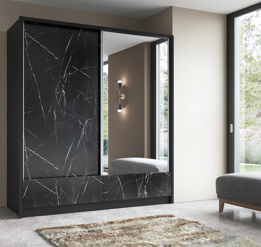 Плъзгащ Гардероб Ariadne-Black Marmaro-204x62x214
