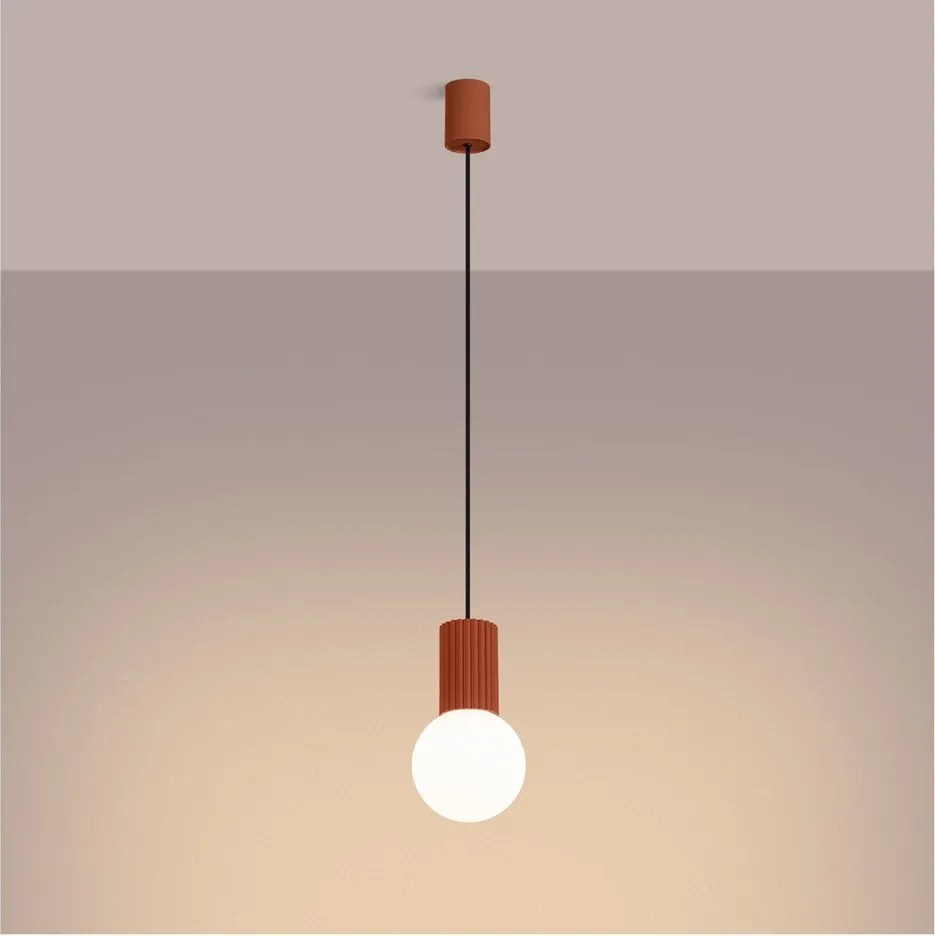 Оранжево висящо осветително тяло със стъклен абажур ø 12 cm Orbital – Sollux