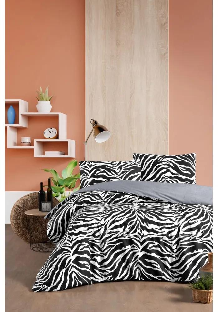 Черно-бяло памучно спално бельо за двойно легло/разширено легло с чаршаф 200x220 cm - Mila Home