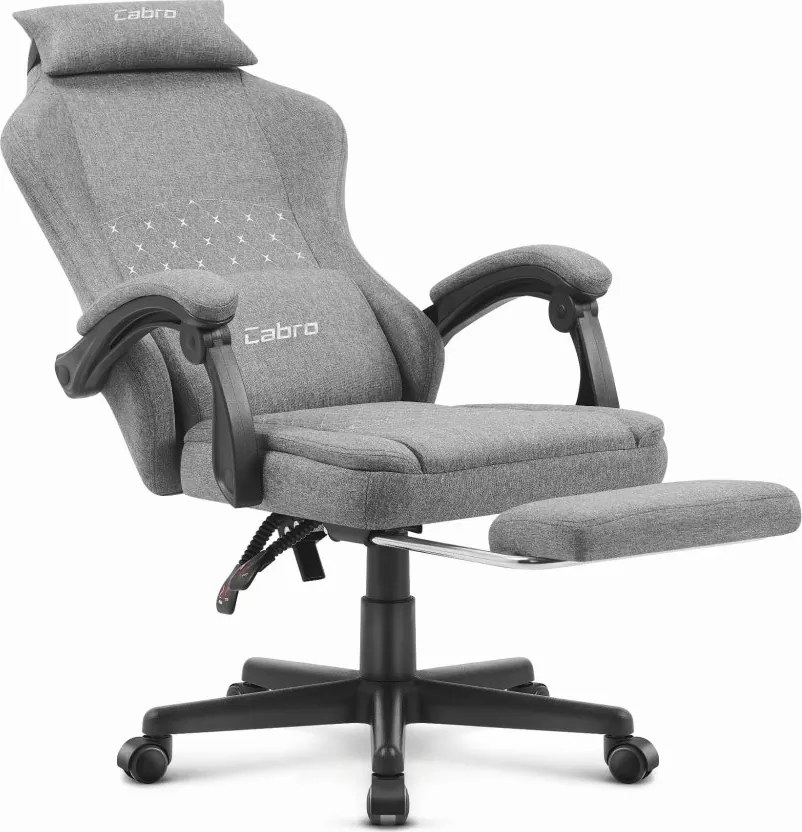 CABRO C503 дизайнерски геймърски стол с подложка за крака, до 150 кг, сив