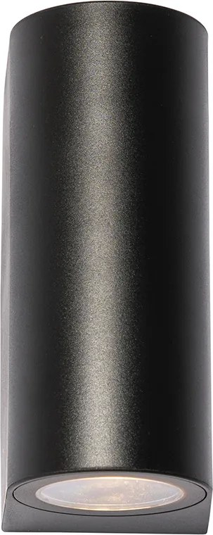 Модерна външна стенна лампа черна пластмаса овална 2-светлина - Baleno