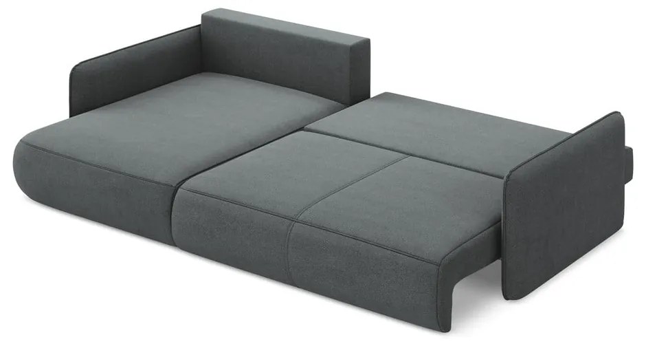 Сив разтегателен ъглов диван с място за съхранение (ляв ъгъл) Nanea – Makamii