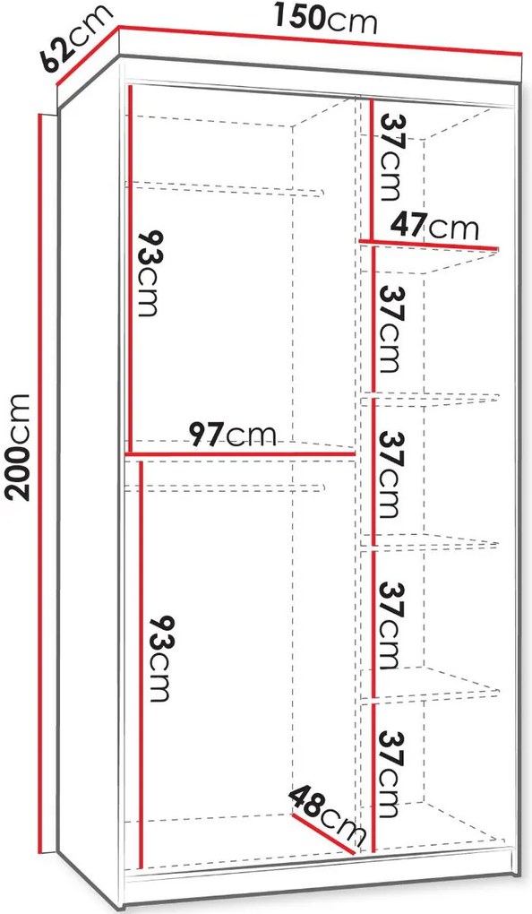 Гардероб Wika плъзгащ-Бяло-Дължина: 150 см