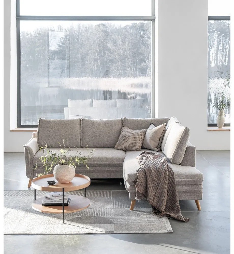 Бежов разтегателен ъглов диван (десен ъгъл) Charming Charlie – Miuform