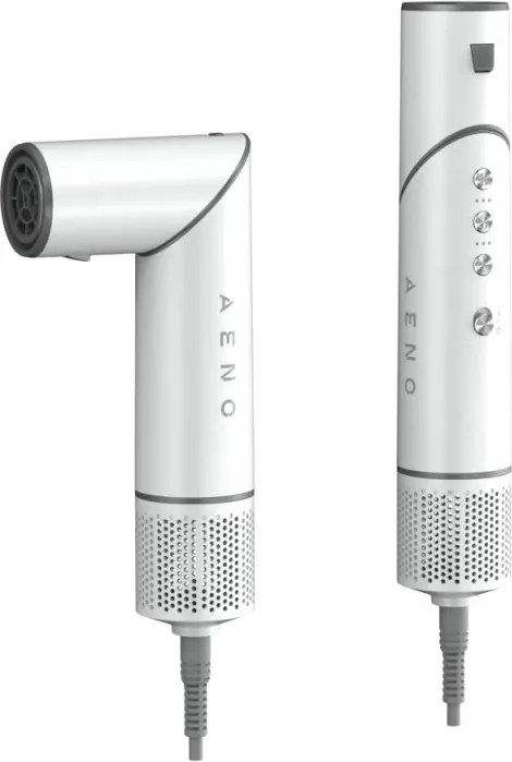 Уред за сушене и стилизиране на коса AENO HS1 AHS0001, 1200W, 4 скорости, 4 нива, 7 приставки, Йонизиране, Бял