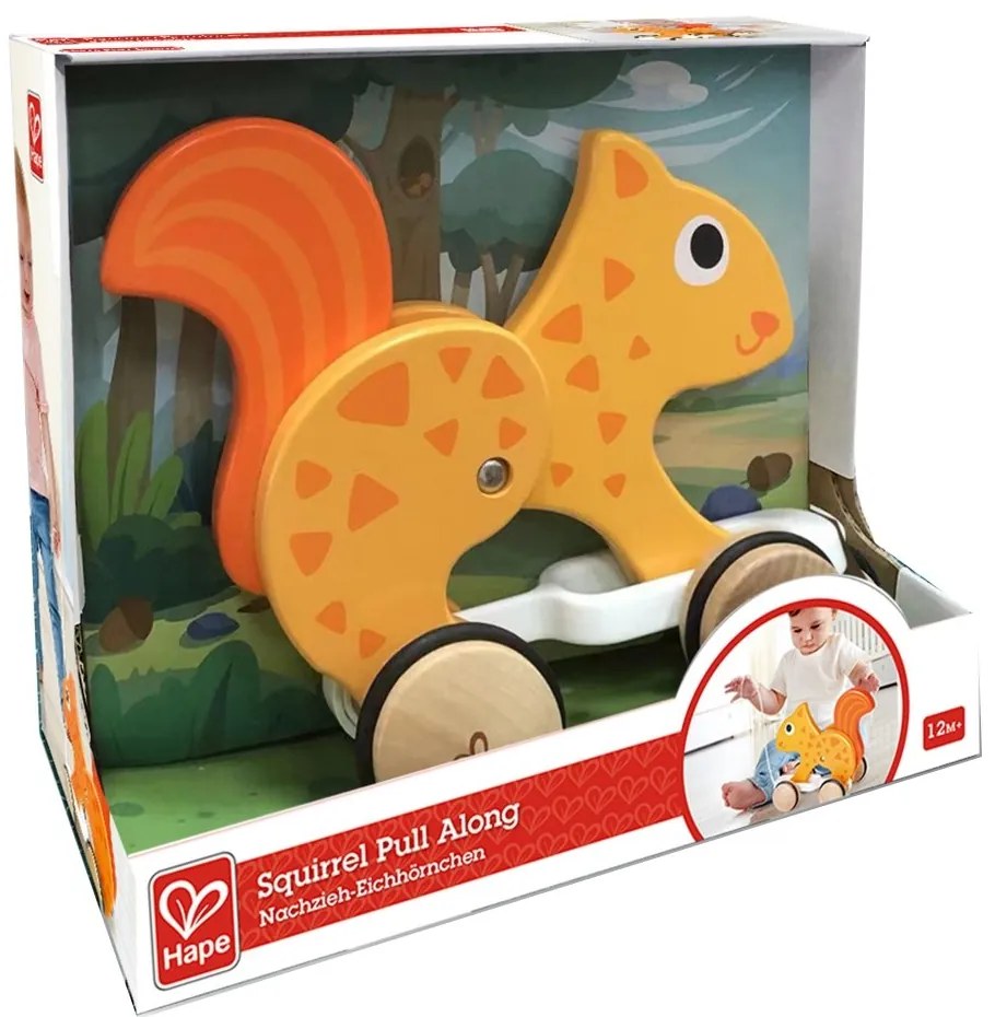 Hape - Дървена играчка за дърпане, Катерица, 24x11x20 см