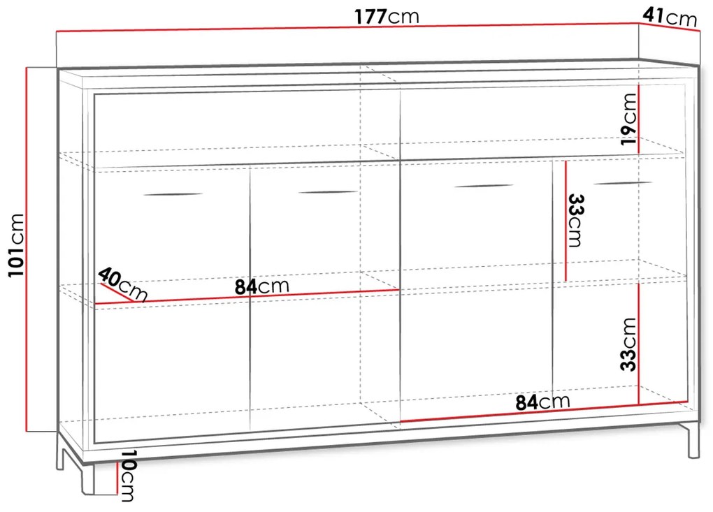 Бюфет Mediolan AT08-Natural-With foot