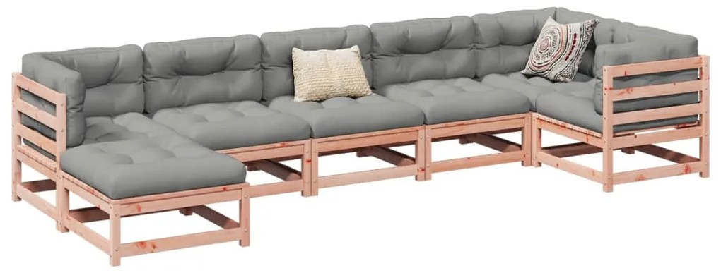 3299547 vidaXL Градински комплект с възглавници, 7 части, дугласка ела масив