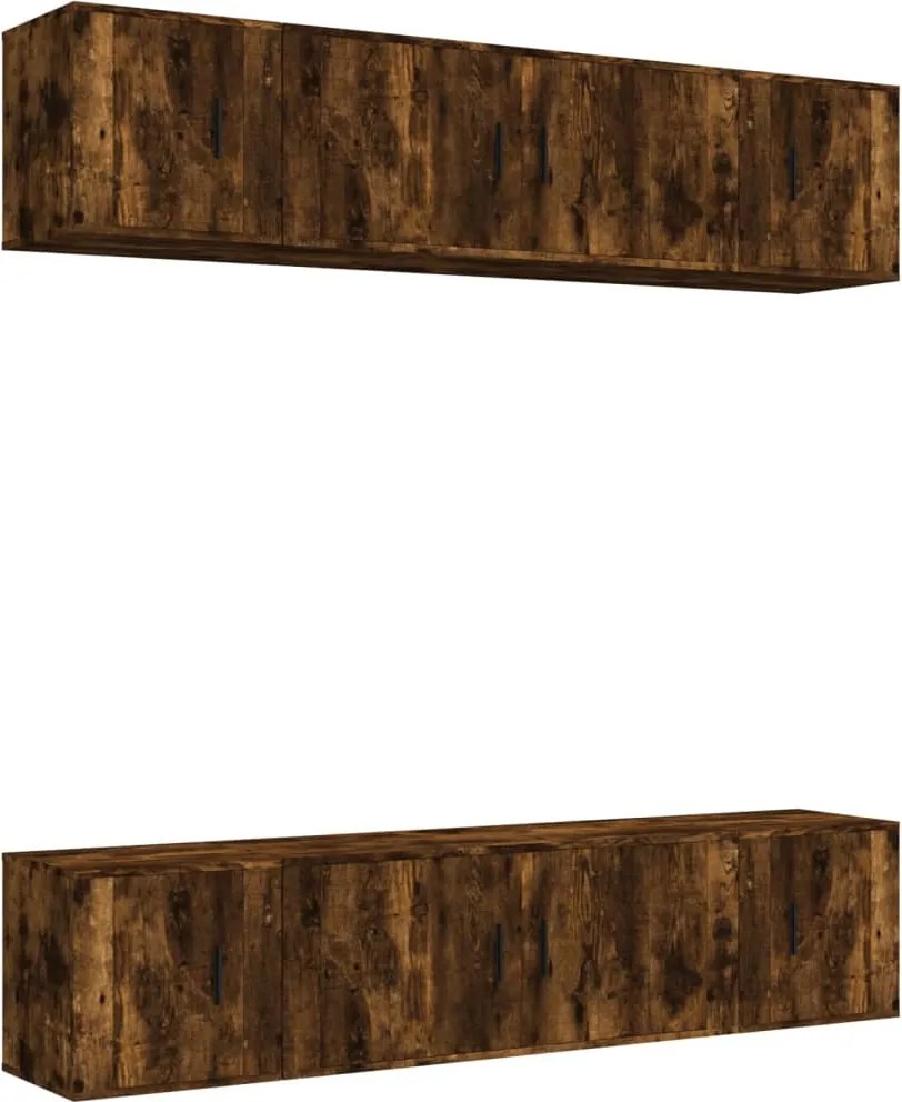 3188659 vidaXL Комплект ТВ шкафове от 6 части, опушен дъб, инженерно дърво