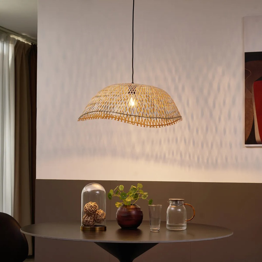 Бохемски висящ полилей черен с бамбук - Лили