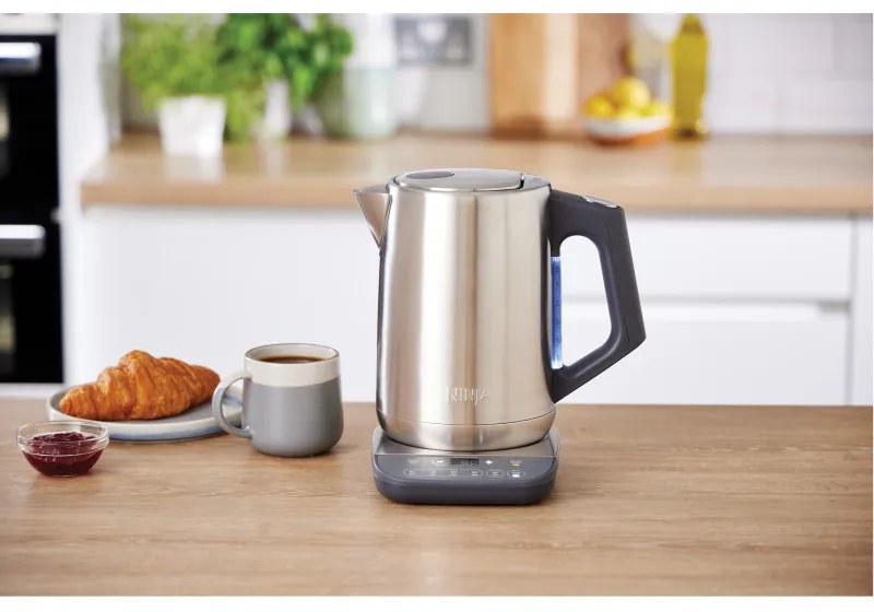 Електрическа кана с терморегулатор Ninja KT201EU, 3000W, 1.7 л, Кипване за 50 секунди, Интелигентни настройки, Инокс