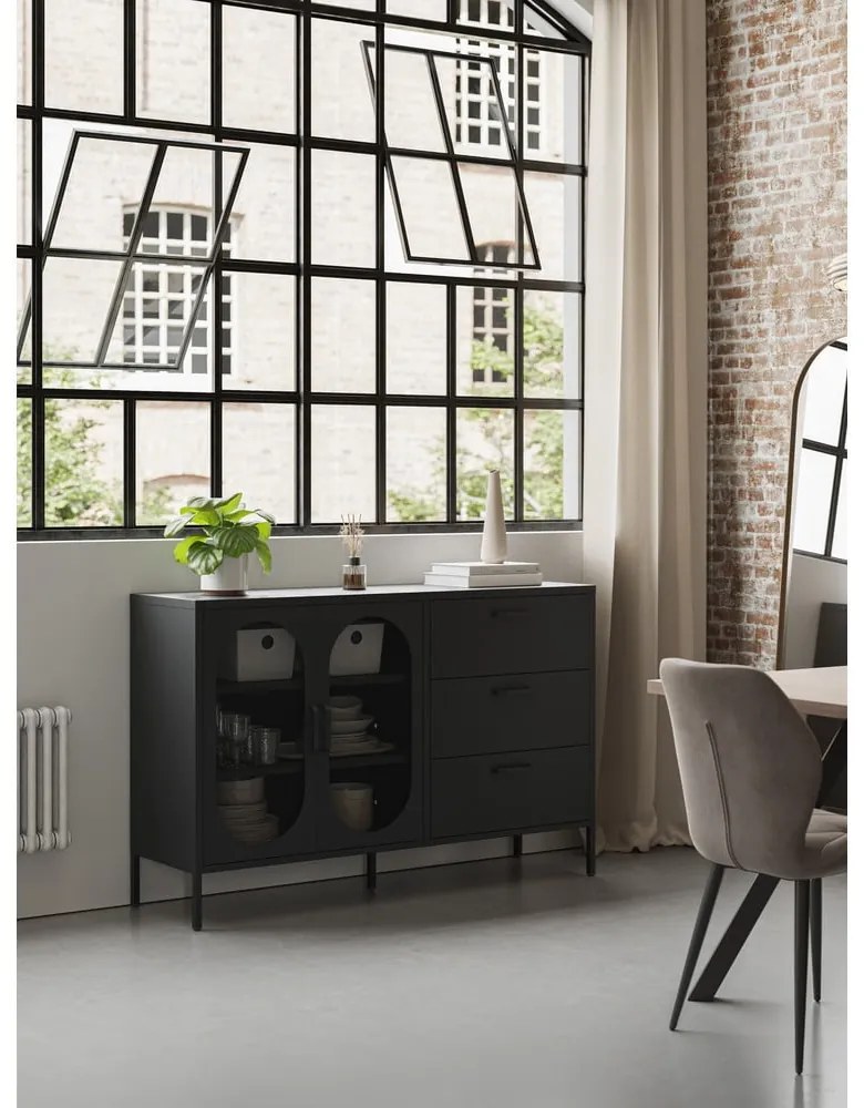 Черен скрин 140x90 cm Diora – Marckeric