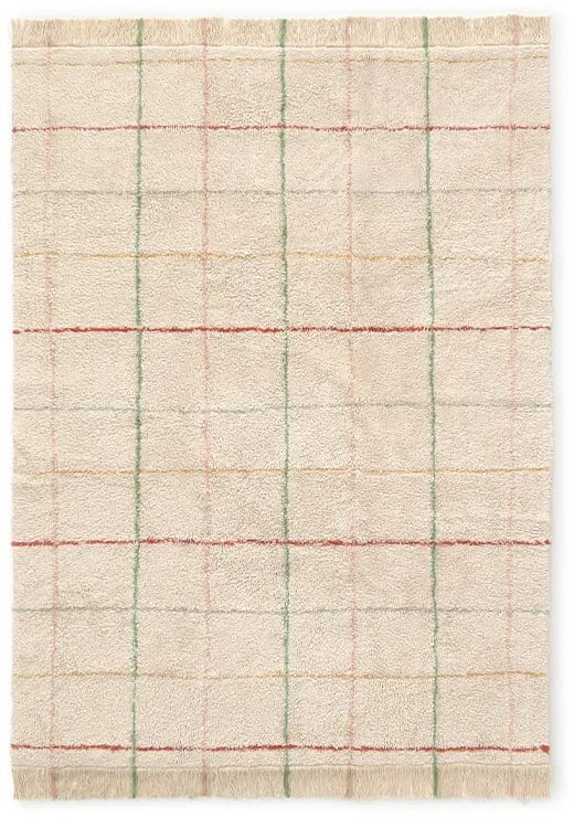 Кремав ръчно изработен памучен килим подходящ за пране 90x130 cm Color Lines – Lorena Canals