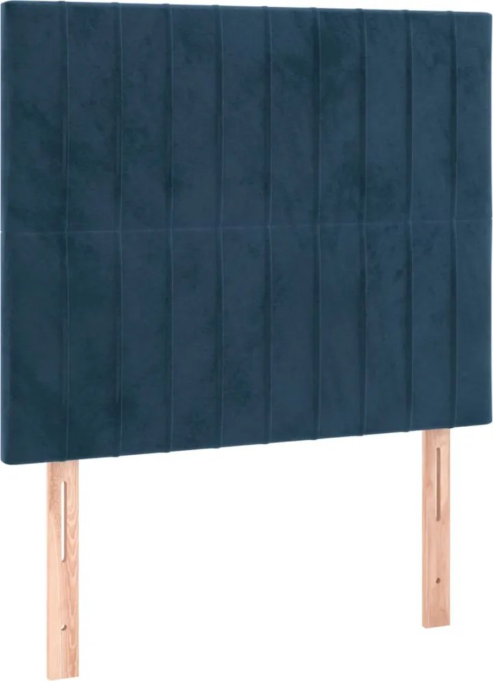 3116610 vidaXL Табла за легло, тъмносиня, 90x5x118/128 см, кадифе