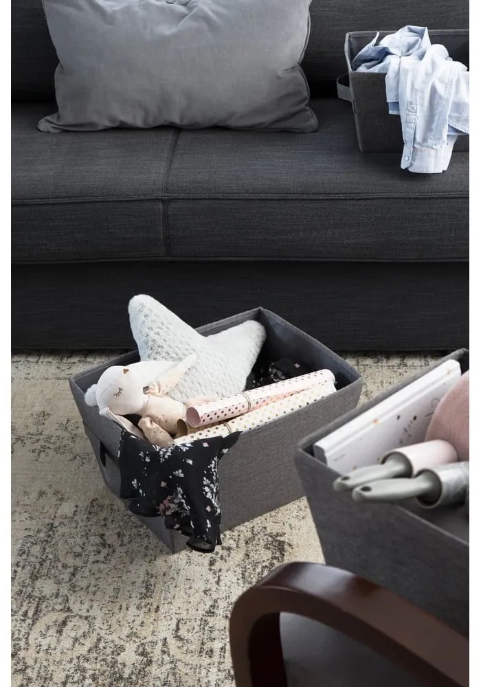 Сива кошница за съхранение Докосване, 26 x 19 cm - Bigso Box of Sweden