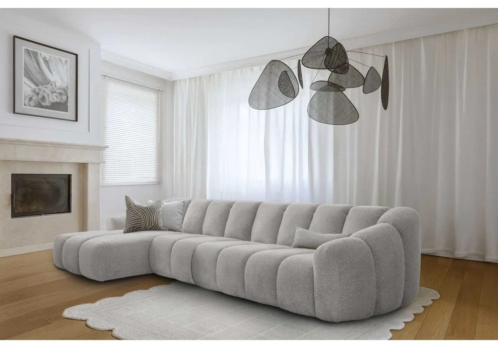 Светлосив ъглов диван (ляв ъгъл) Shell – Miuform