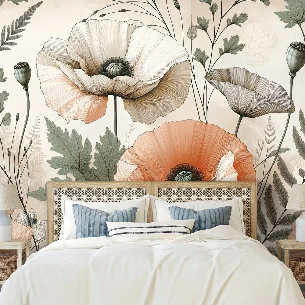 Тапет – Пастелни макови цветя