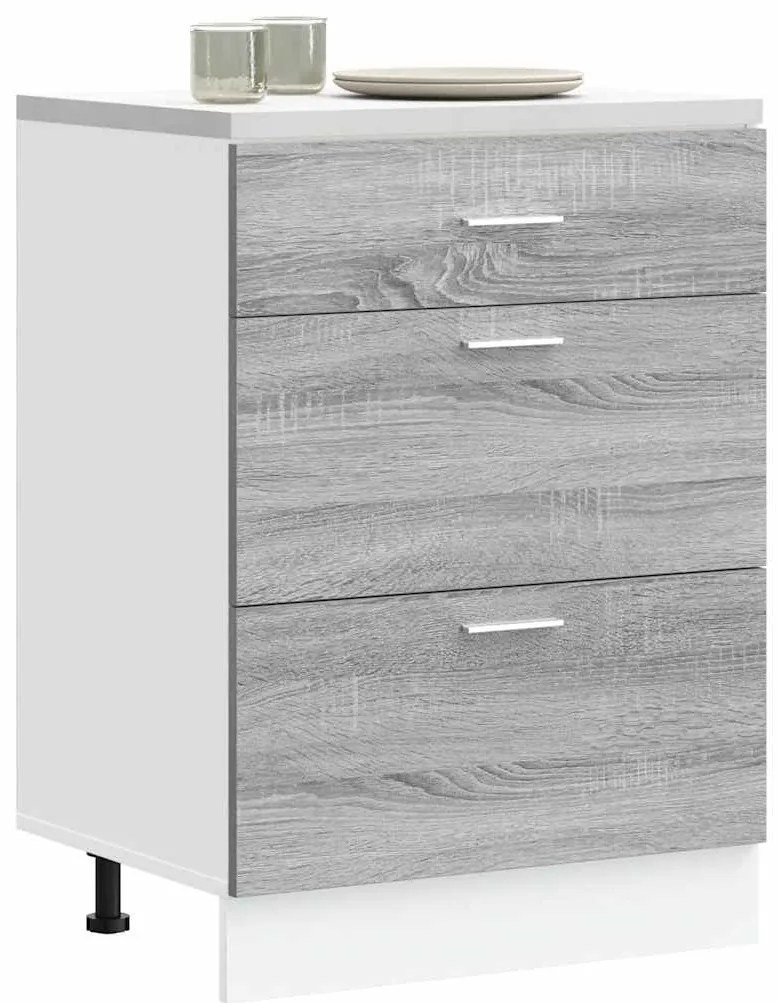 854255 vidaXL Кухненски шкаф "Lyon", сив, инженерно дърво сонома