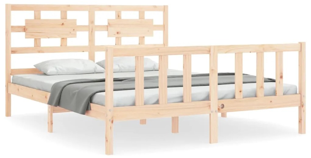 3192561 vidaXL Рамка за легло с табла 5FT King Size масивно дърво