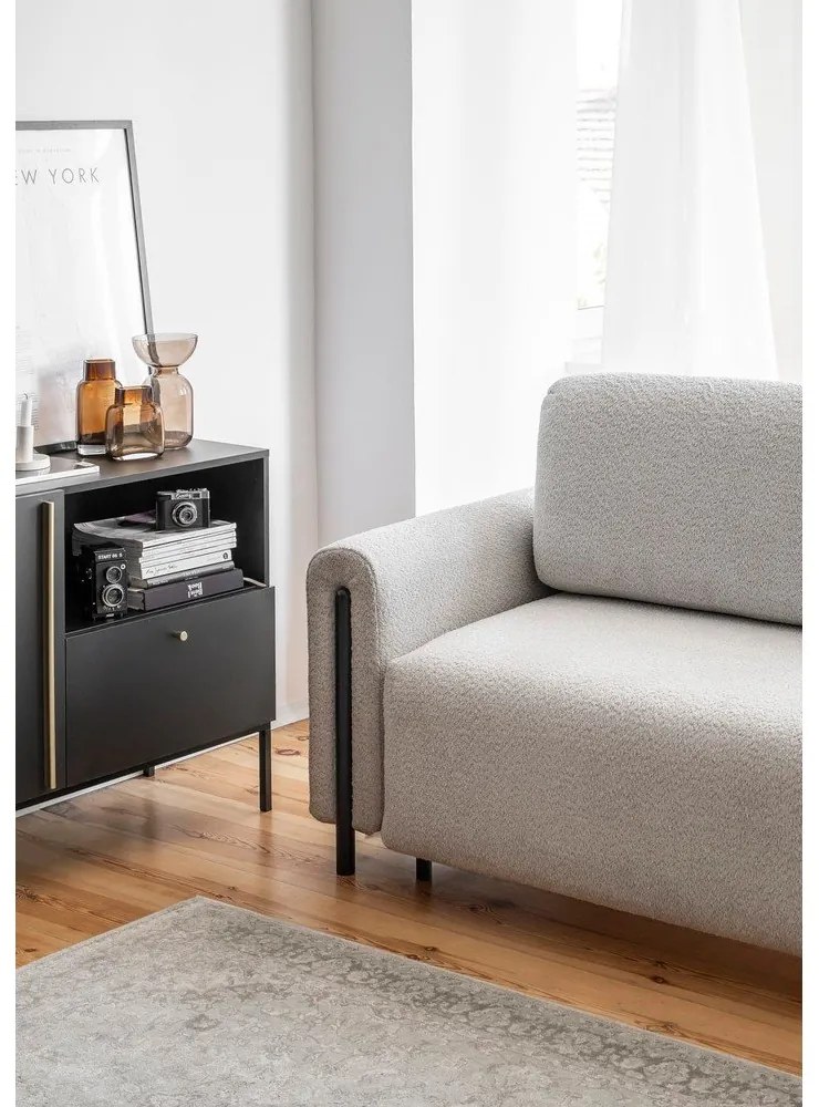 Светлосив разтегателен диван с място за съхранение от букле 244 cm Arcadova – ELTAP