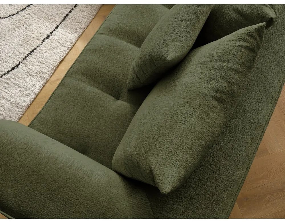 Зелен шенилов ъглов диван (десен ъгъл/L форма) Whesley – Bobochic Paris