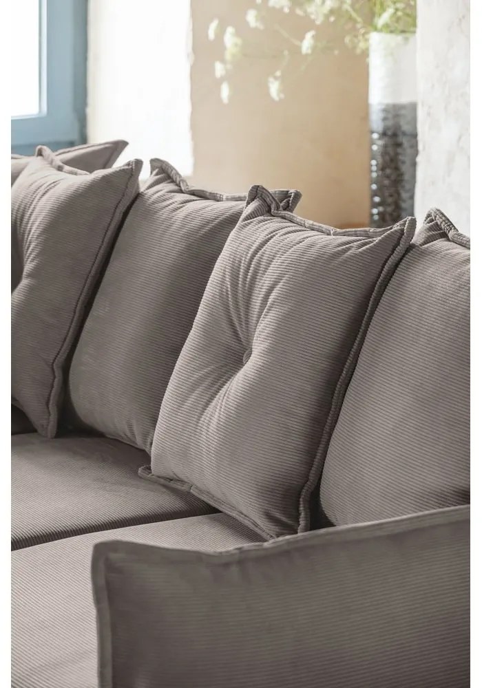 Светлокафяв ъглов диван от велур (ляв ъгъл/U-образна форма) Lazy Lukka - Miuform