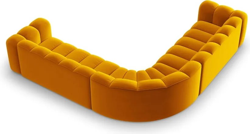 Жълт кадифен модулен ъглов диван Lupine – Micadoni