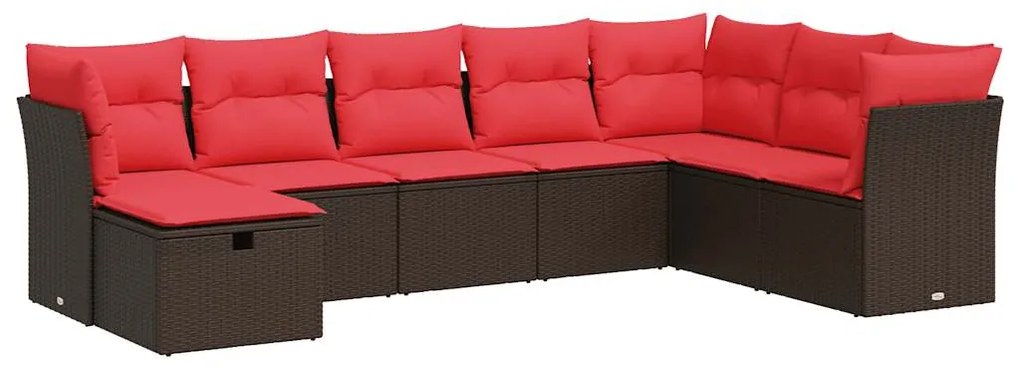 3325340 vidaXL Градински комплект с възглавници, 8 части, кафяв, полиратан