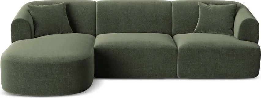 Зелен кадифен ъглов диван (ляв ъгъл) Campi – Cosmopolitan Design