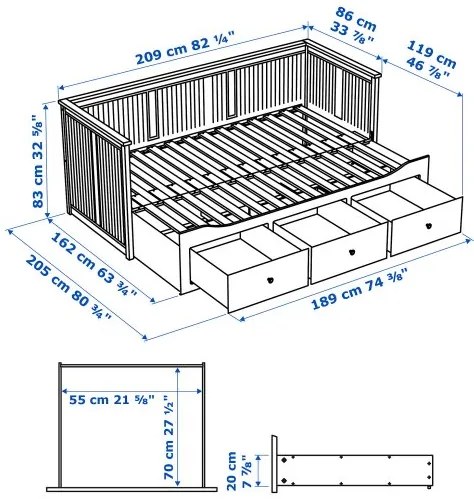 HEMNES кушетка с 3 чекмеджета 405.838.40