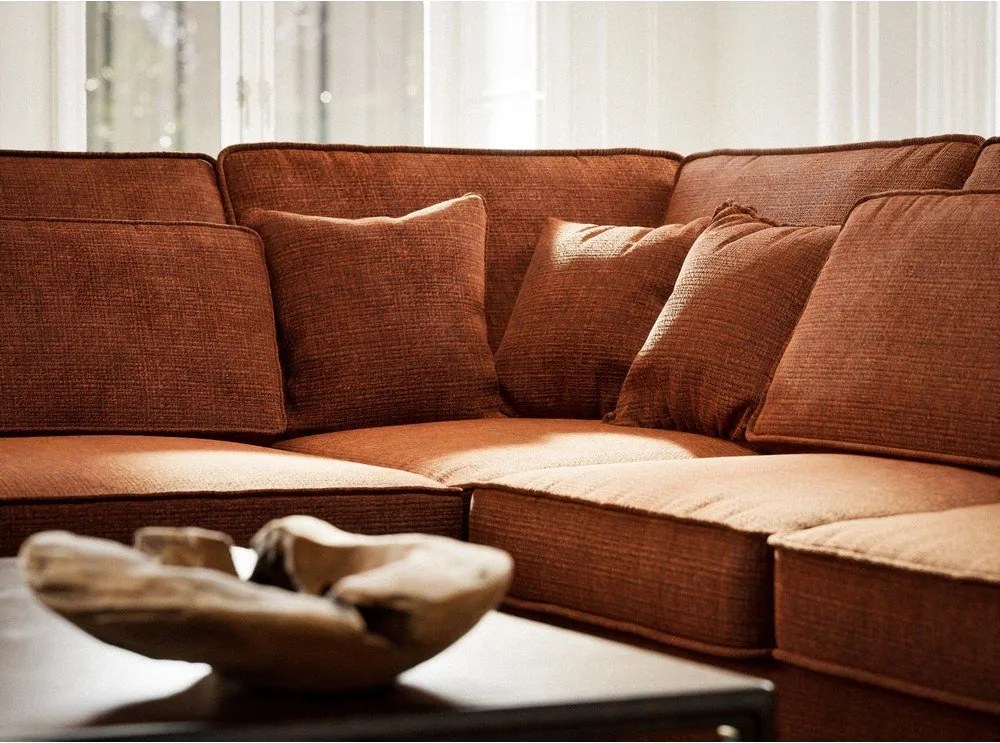 Шенилов ъглов диван в меден цвят (ляв ъгъл/L форма) Kirou – Maison de Rêve