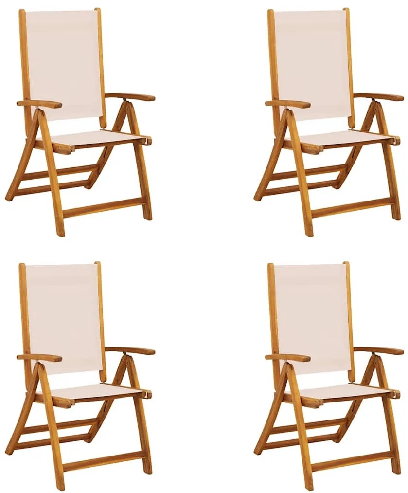 3279235 vidaXL Сгъваеми градински столове, 4 бр, акация масив и textilene