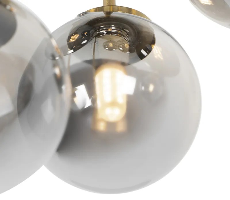 Смарт плафон златен с димно стъкло 9 лампи вкл. 9 Wifi G9 - Атина