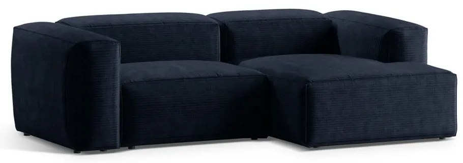 Тъмносин ъглов диван от рипсено кадифе (десен ъгъл) Bergano – Cosmopolitan Design