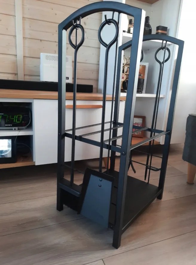 Стойка за дърва за камина 4в1 с аксесоари