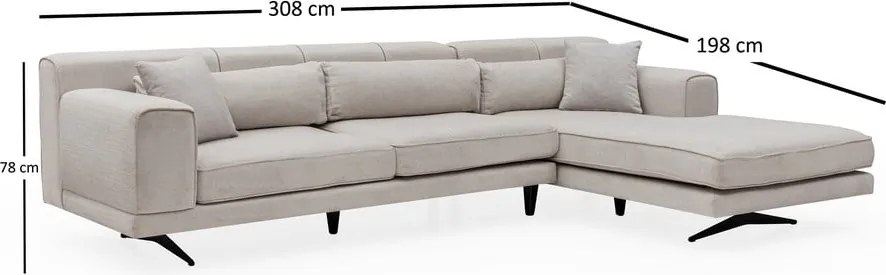 Светлобежов ъглов диван , десен ъгъл Jivago - Artie