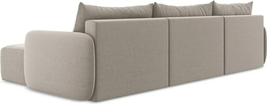 Кафяво-сив кадифен сгъваем/с място за съхранение ъглов диван (U форма) Kalena – Makamii