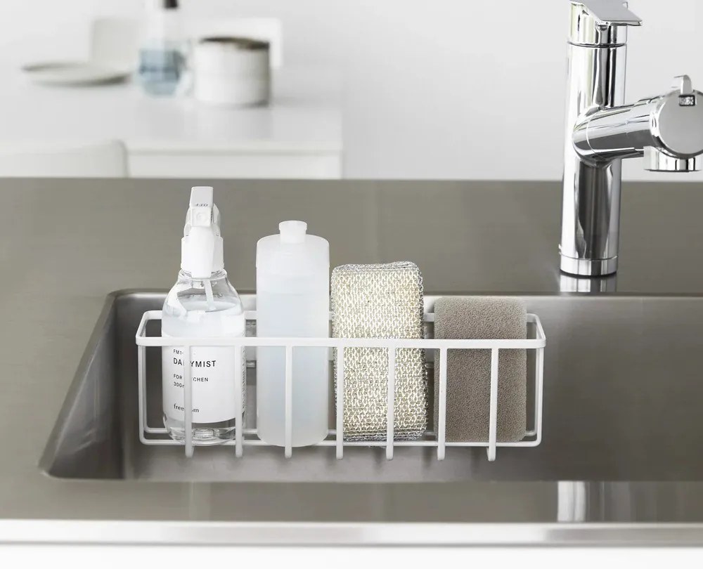 Бяла метална стойка за перилни препарати без пробиване Film Hook – YAMAZAKI